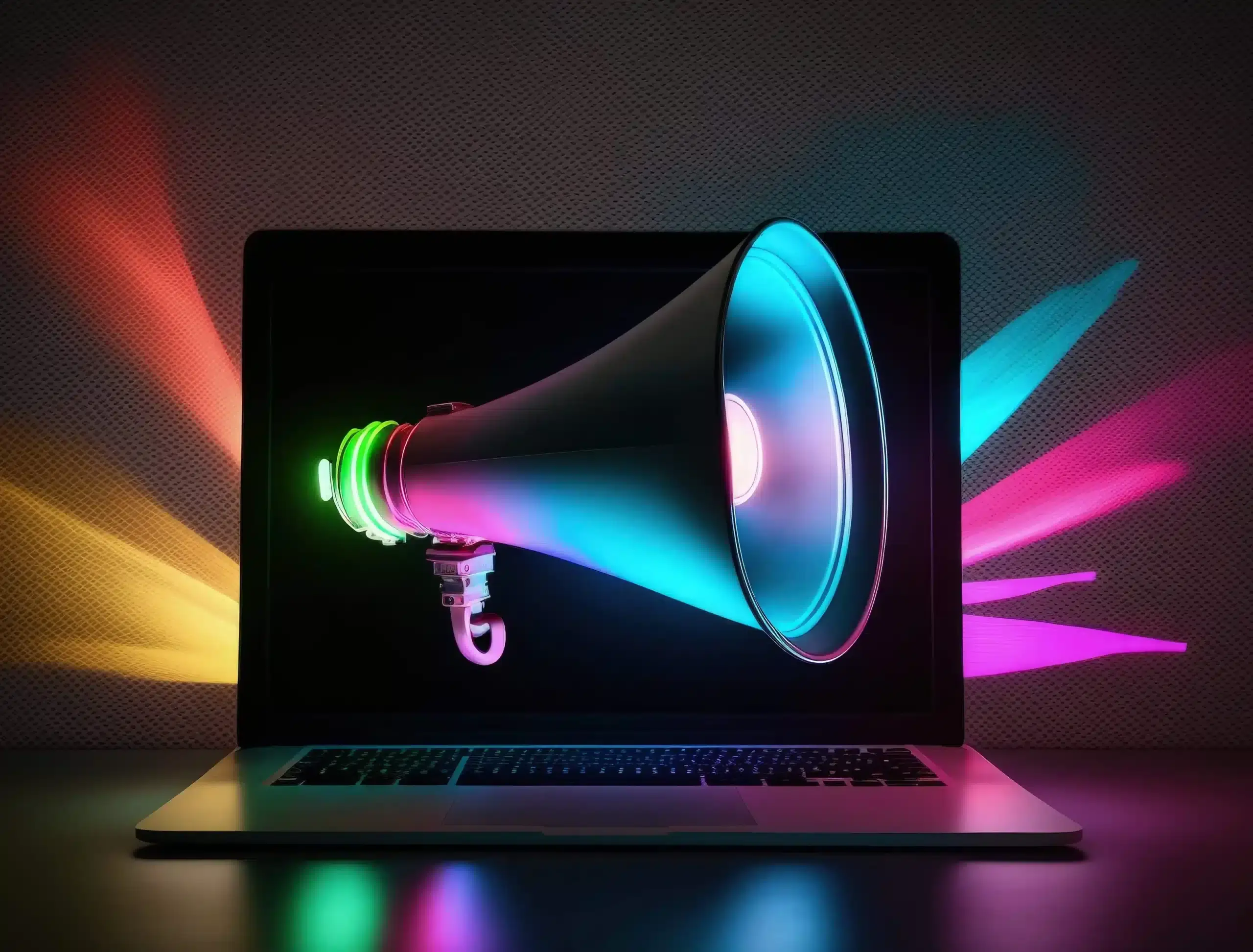 laptop-with-megaphone-background-with-colorful-neon-lights-sales-marketing-generative-ai (2) (1) - Tussle Digital