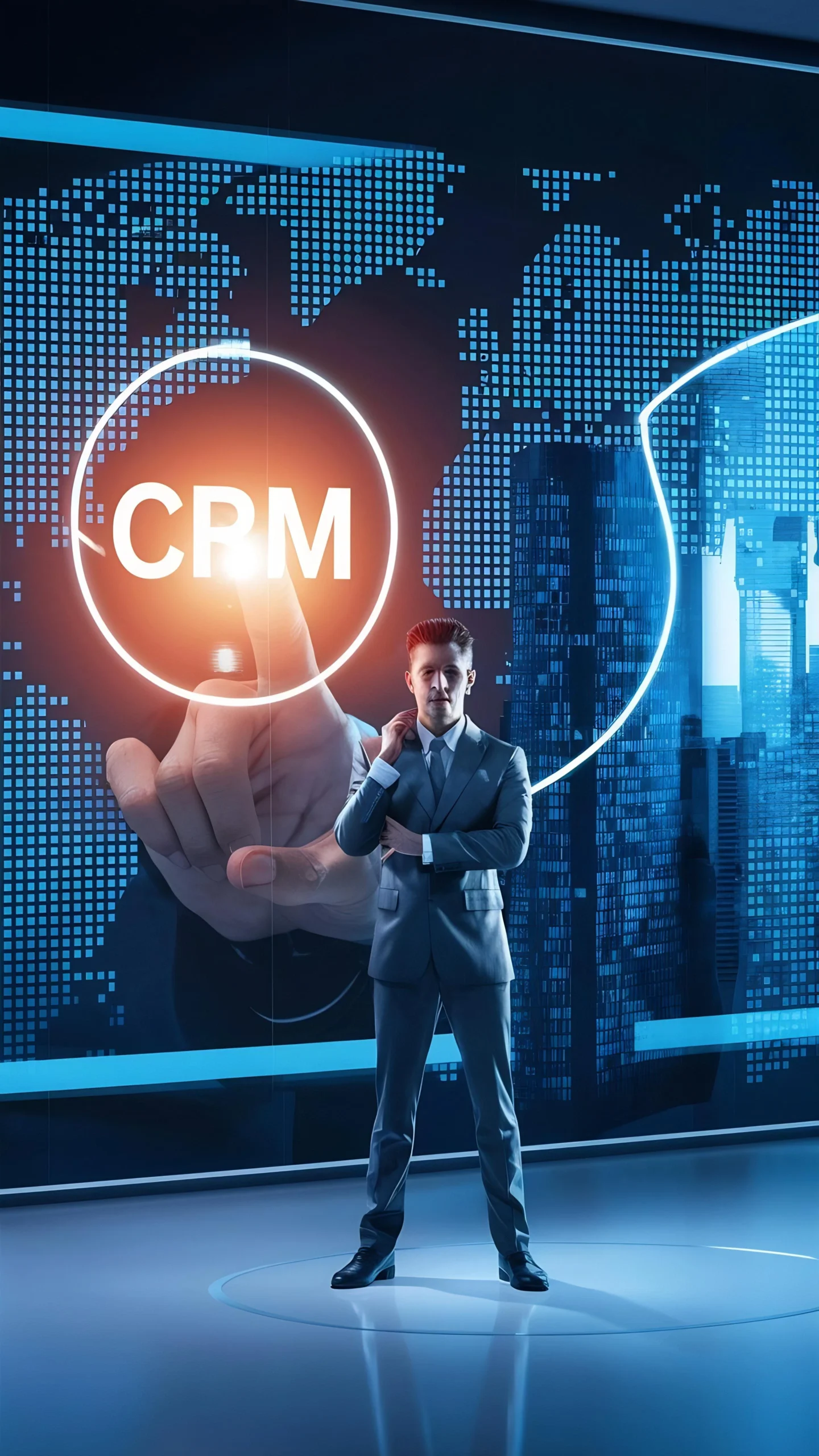 customer-relationship-management-concept-with-businessman-touching-button-background