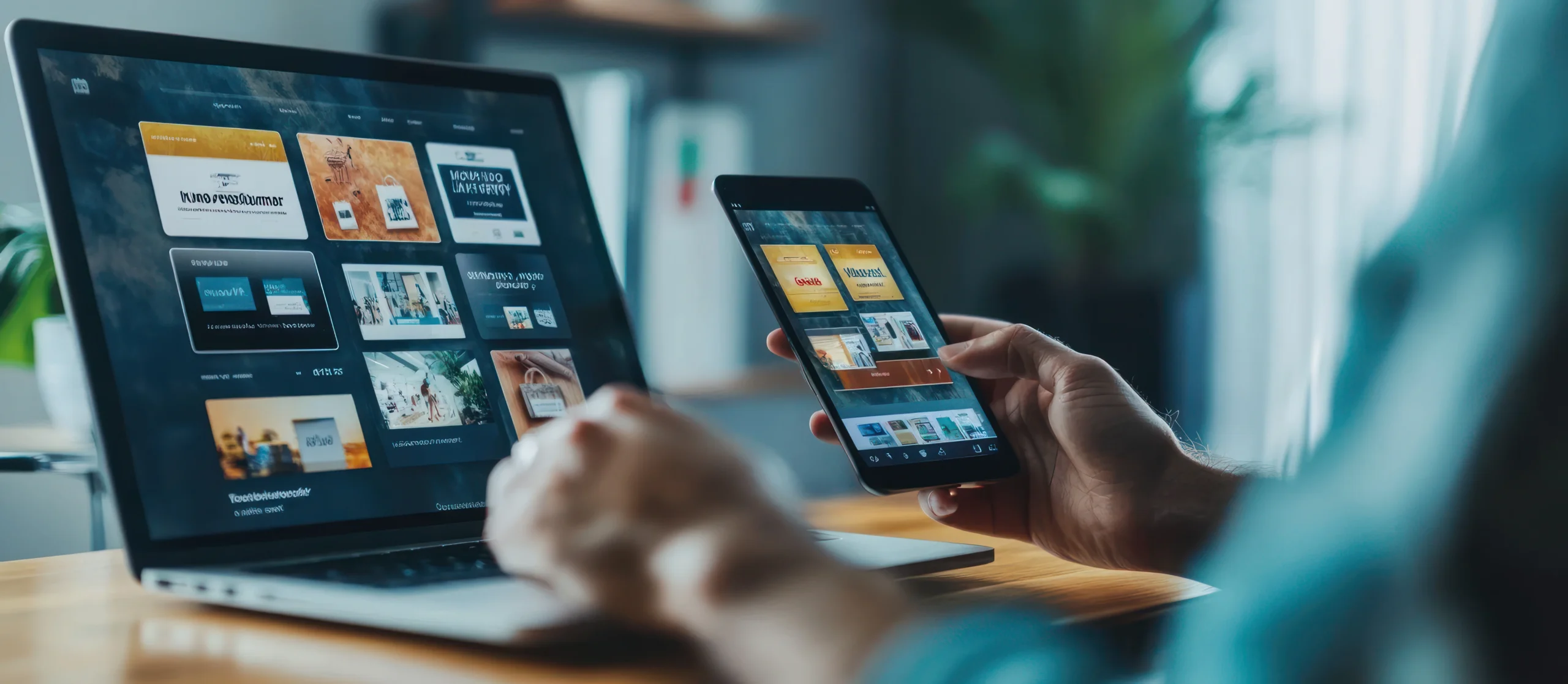 closeup-person39s-hand-using-smartphone-laptop